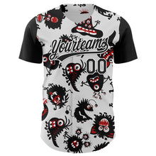 Load image into Gallery viewer, Custom White Black 3D Pattern Halloween Authentic Baseball Jersey