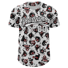 Load image into Gallery viewer, Custom White Black 3D Pattern Halloween Authentic Baseball Jersey