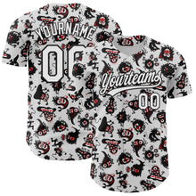 Load image into Gallery viewer, Custom White Black 3D Pattern Halloween Authentic Baseball Jersey