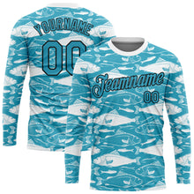 Load image into Gallery viewer, Custom Panther Blue Black-White 3D Pattern Design Fish Performance T-Shirt