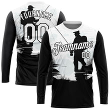 Load image into Gallery viewer, Custom White Black 3D Pattern Design Fishing Performance T-Shirt