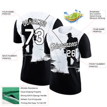 Load image into Gallery viewer, Custom White Black 3D Pattern Design Fishing Performance T-Shirt