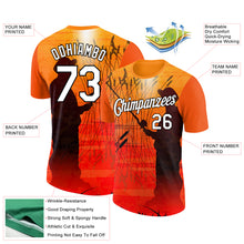 Load image into Gallery viewer, Custom Orange White-Black 3D Pattern Design Fishing Performance T-Shirt