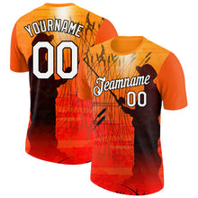 Load image into Gallery viewer, Custom Orange White-Black 3D Pattern Design Fishing Performance T-Shirt