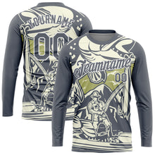 Load image into Gallery viewer, Custom City Cream Steel Gray-White 3D Pattern Design Fishing Performance T-Shirt