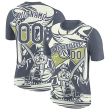 Load image into Gallery viewer, Custom City Cream Steel Gray-White 3D Pattern Design Fishing Performance T-Shirt