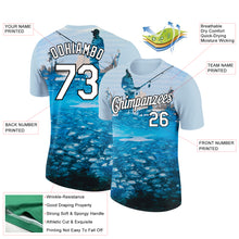Load image into Gallery viewer, Custom Light Blue White-Black 3D Pattern Design Fishing Performance T-Shirt
