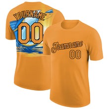 Load image into Gallery viewer, Custom Bay Orange Black 3D Pattern Design Fishing Fish Hook Performance T-Shirt