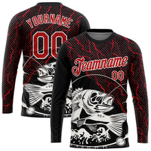 Load image into Gallery viewer, Custom Black Red-White 3D Pattern Design Fishing Performance T-Shirt
