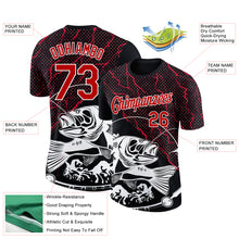 Load image into Gallery viewer, Custom Black Red-White 3D Pattern Design Fishing Performance T-Shirt