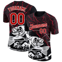 Load image into Gallery viewer, Custom Black Red-White 3D Pattern Design Fishing Performance T-Shirt