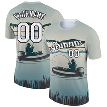 Load image into Gallery viewer, Custom Shadow Blue White-Black 3D Pattern Design Fishing Performance T-Shirt