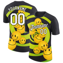 Load image into Gallery viewer, Custom Black White 3D Pattern Design Smile Emoji Performance T-Shirt
