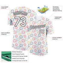 Load image into Gallery viewer, Custom White Black 3D Pattern Design Smile Emoji Performance T-Shirt