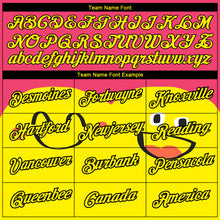 Load image into Gallery viewer, Custom Neon Pink Light Yellow-Black 3D Pattern Design Smile Emoji Performance T-Shirt
