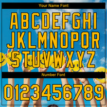 Load image into Gallery viewer, Custom Sky Blue Gold-Black 3D Pattern Design Smile Emoji Performance T-Shirt