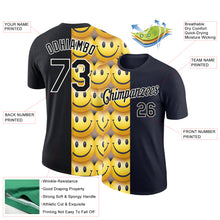 Load image into Gallery viewer, Custom Black Gold-White 3D Pattern Design Smile Emoji Performance T-Shirt