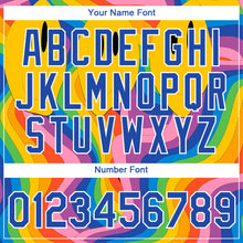 Load image into Gallery viewer, Custom Blue Gold-White 3D Pattern Design Psychedelic Smile Emoji Performance T-Shirt