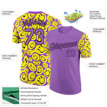 Load image into Gallery viewer, Custom Medium Purple Black 3D Pattern Design Smile Emoji Performance T-Shirt