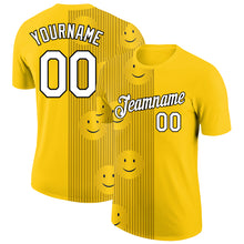 Load image into Gallery viewer, Custom Gold White-Black 3D Pattern Design Smile Emoji Performance T-Shirt
