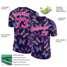 Load image into Gallery viewer, Custom Dark Purple Hot Pink-White 3D Pattern Design Butterfly Performance T-Shirt