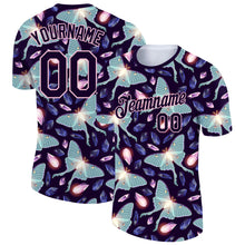 Load image into Gallery viewer, Custom Dark Purple Light Pink 3D Pattern Design Butterfly Performance T-Shirt