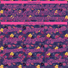 Load image into Gallery viewer, Custom Navy Pink 3D Pattern Design Flower Performance T-Shirt