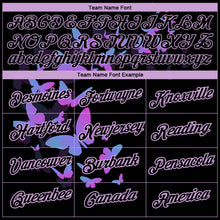 Load image into Gallery viewer, Custom Black Light Purple 3D Pattern Design Butterfly Performance T-Shirt