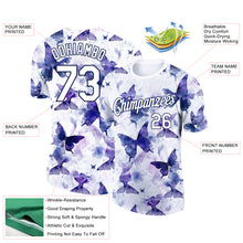 Load image into Gallery viewer, Custom White Navy 3D Pattern Design Butterfly Performance T-Shirt