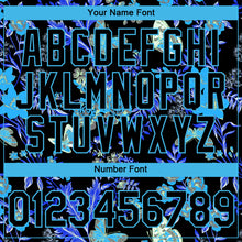 Load image into Gallery viewer, Custom Black Sky Blue 3D Pattern Design Flower With Butterfly Performance T-Shirt