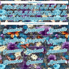 Load image into Gallery viewer, Custom Panther Blue Purple-White 3D Pattern Design Flower With Butterfly Performance T-Shirt