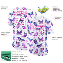 Load image into Gallery viewer, Custom White Pink 3D Pattern Design Butterfly Performance T-Shirt