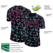 Load image into Gallery viewer, Custom Black Pink 3D Pattern Design Butterfly Performance T-Shirt