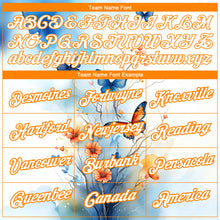 Load image into Gallery viewer, Custom White Bay Orange 3D Pattern Design Flower With Butterfly Performance T-Shirt