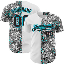 Load image into Gallery viewer, Custom White Black-Lakes Blue 3D Pattern Design Vintage Tattoos Authentic Baseball Jersey