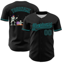 Load image into Gallery viewer, Custom Black Teal 3D Halloween Authentic Baseball Jersey