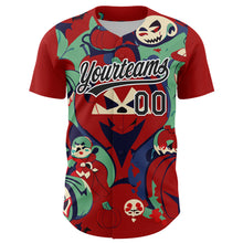 Load image into Gallery viewer, Custom Red Black-White 3D Halloween Authentic Baseball Jersey