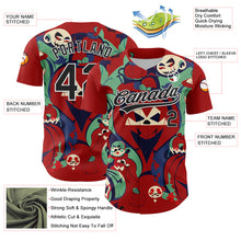 Load image into Gallery viewer, Custom Red Black-White 3D Halloween Authentic Baseball Jersey