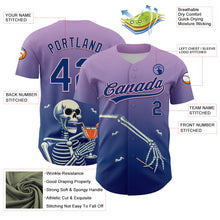 Load image into Gallery viewer, Custom Light Purple US Navy Blue-Light Pink 3D Halloween Authentic Baseball Jersey