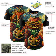 Load image into Gallery viewer, Custom Black Gold 3D Halloween Authentic Baseball Jersey