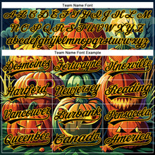 Load image into Gallery viewer, Custom Black Gold 3D Halloween Authentic Baseball Jersey