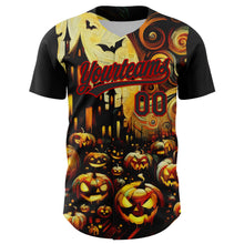 Load image into Gallery viewer, Custom Black Red 3D Halloween Authentic Baseball Jersey