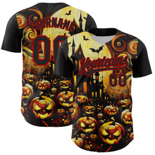 Load image into Gallery viewer, Custom Black Red 3D Halloween Authentic Baseball Jersey