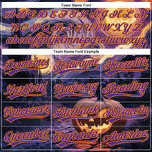Load image into Gallery viewer, Custom Purple Bay Orange 3D Halloween Authentic Baseball Jersey