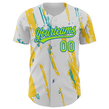 Load image into Gallery viewer, Custom White Neon Green-Blue 3D Halloween Authentic Baseball Jersey