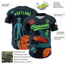Load image into Gallery viewer, Custom Navy Neon Green-Blue 3D Halloween Authentic Baseball Jersey