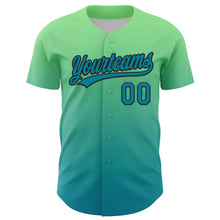 Load image into Gallery viewer, Custom Pea Green Teal-Black 3D Halloween Authentic Baseball Jersey