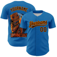 Load image into Gallery viewer, Custom Blue Brown-Bay Orange 3D Halloween Authentic Baseball Jersey