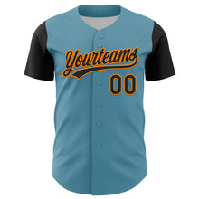 Load image into Gallery viewer, Custom Shadow Blue Black-Bay Orange 3D Halloween Authentic Baseball Jersey