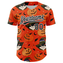 Load image into Gallery viewer, Custom Orange Black-White 3D Halloween Authentic Baseball Jersey